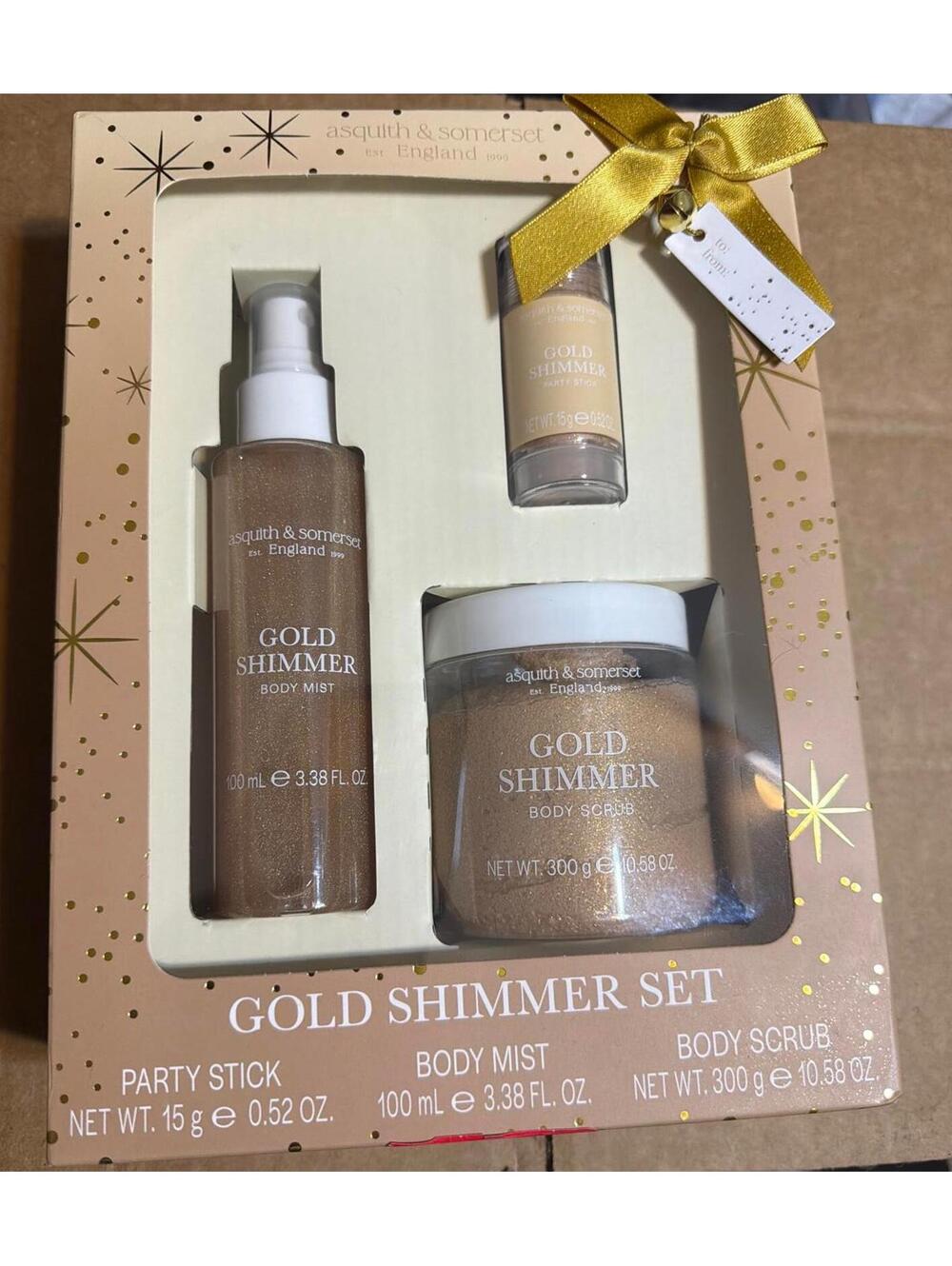 Asquith & Somerset Gold Shimmer Set - Party Stick, Body Mist, Body Scrub